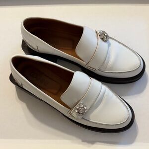 Ganni White women’s  Loafers with Crystal Accents